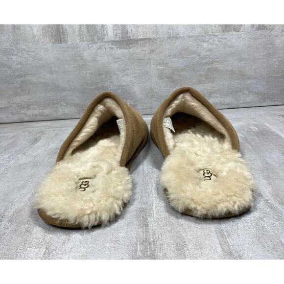 UGG Scuff Slippers Mens Size 13 Chestnut Suede Sheepskin Shearling Lined Slip On - Picture 5 of 9